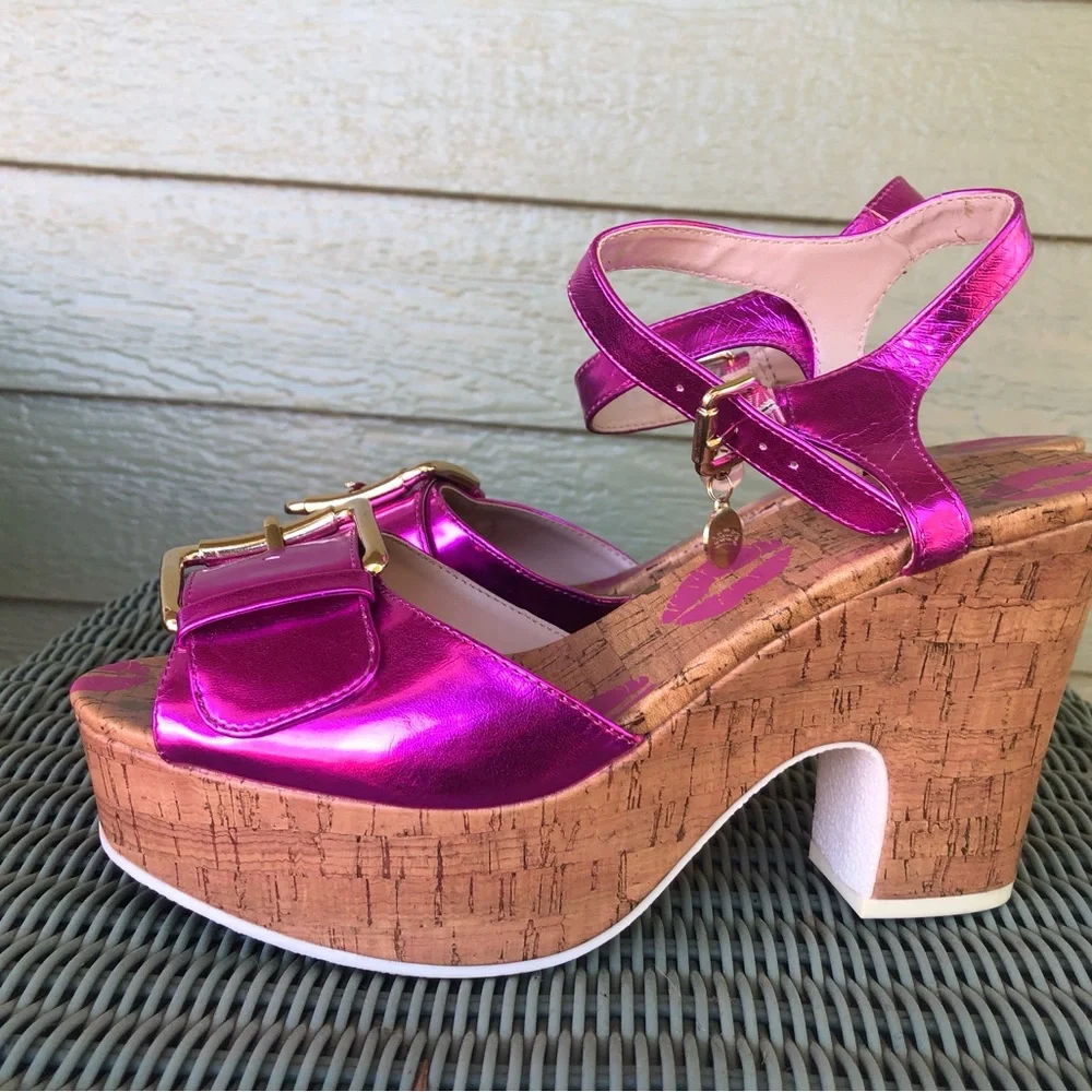 Juicy Couture Metallic Hot Pink Platform Sandals